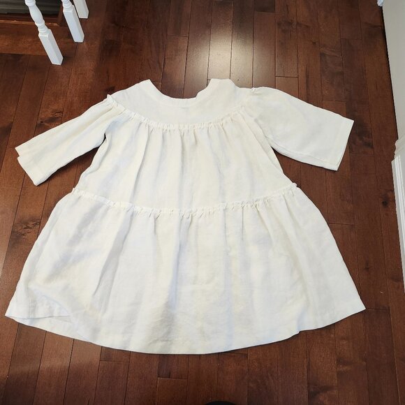 Cedar and Vine women's white short sleeve linen dress - Picture 2 of 5